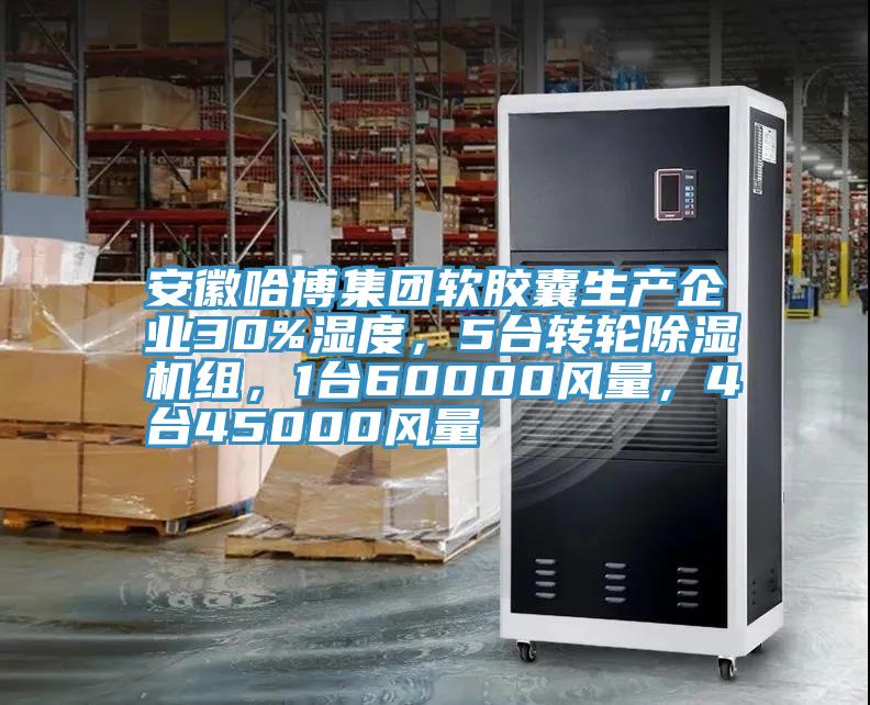 安徽哈博集團軟膠囊生產企業30%濕度，5臺轉輪除濕機組，1臺60000風量，4臺45000風量