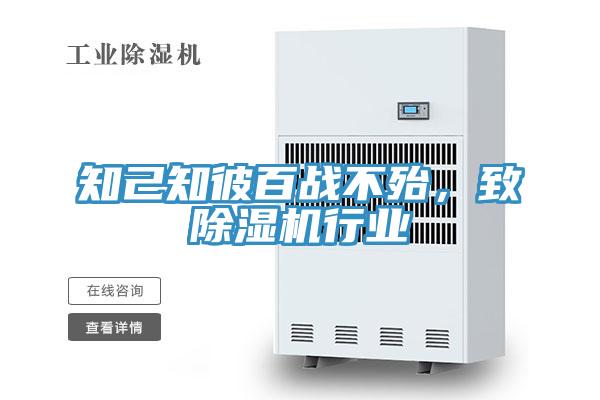 知己知彼百戰不殆，致除濕機行業