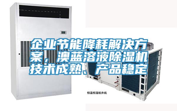 企業節能降耗解決方案，澳藍溶液除濕機技術成熟、產品穩定