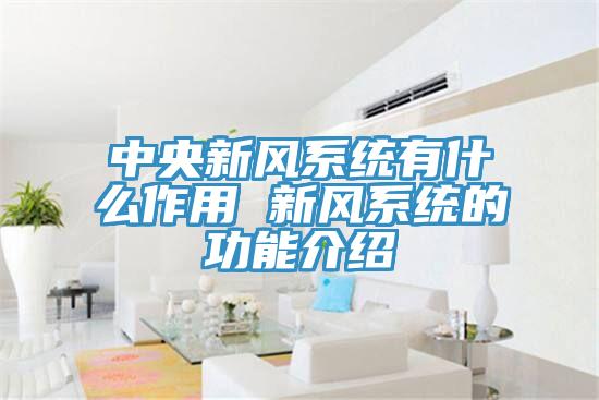 中央新風系統有什么作用 新風系統的功能介紹