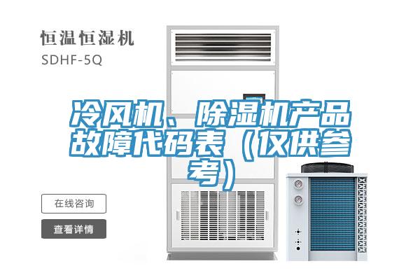 冷風機、除濕機產品故障代碼表（僅供參考）